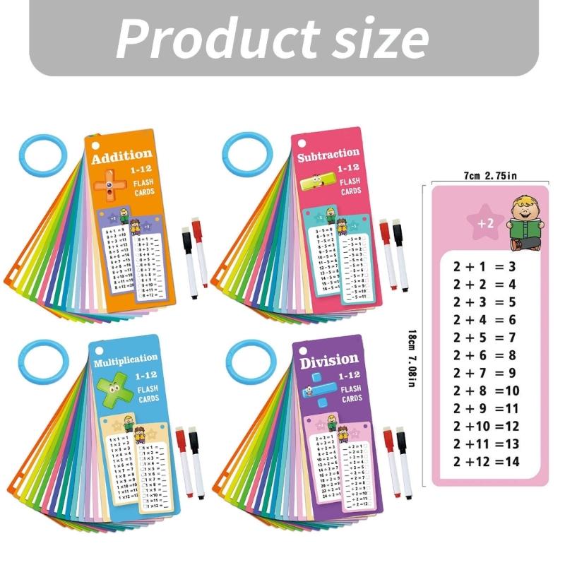 Mathematical Operations Exercise Flashcards Erasable Math Study Cards Kid Early Learning Study Card for Preschooler