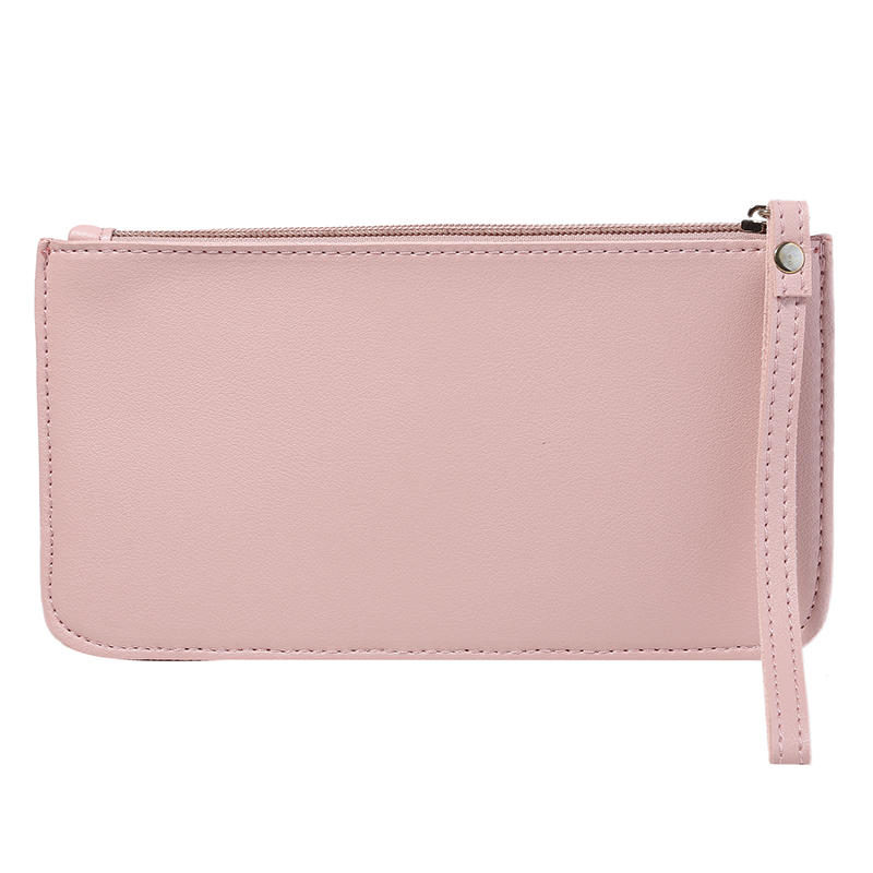 Women's Vintage Long Wallet PU Leather Zipper Soild Color Large Capacity Card Holder Clutch Purse Bag