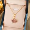 Collar de cadena para clavícula de acero de titanio con colgante de cisne incrustado de circonita para mujer, cadena niche y versátil de acero de titanio
