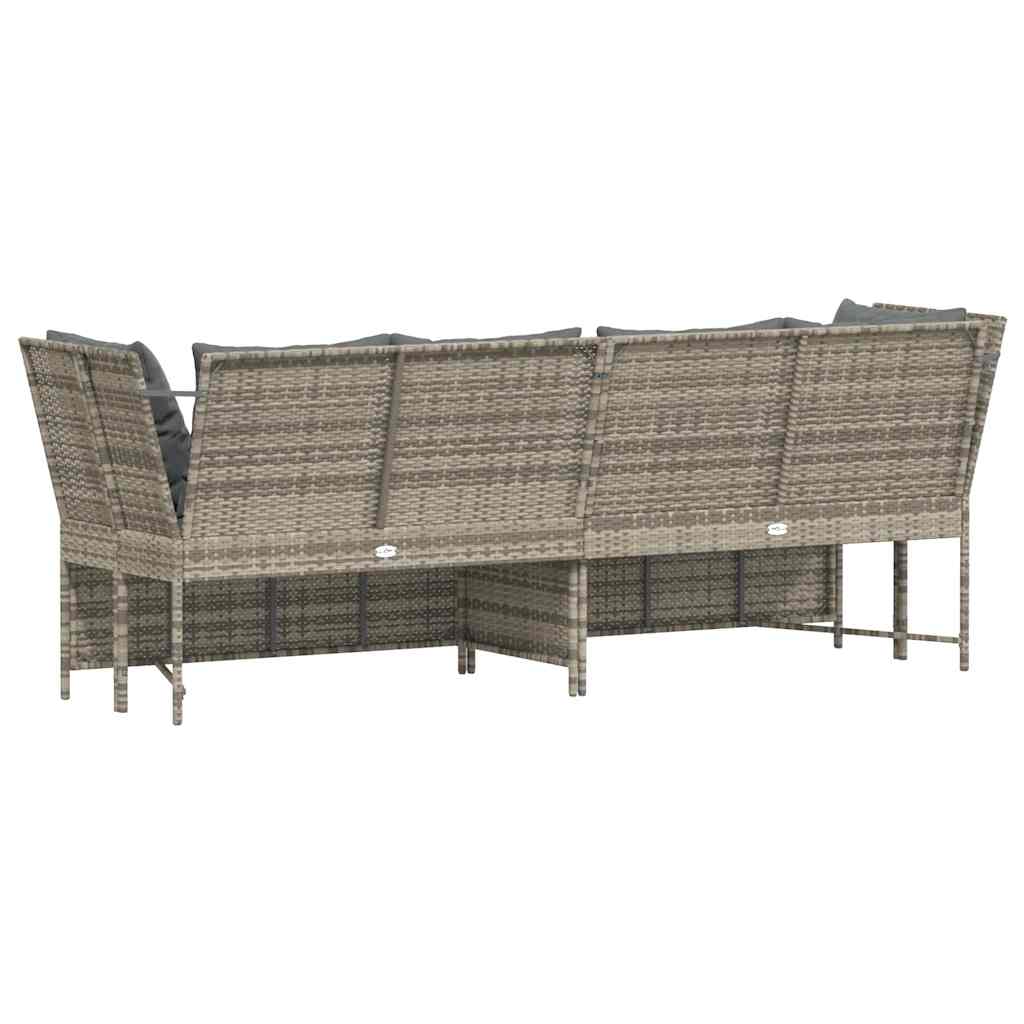 Garden Sofa with Cushions Light Grey Poly Rattan