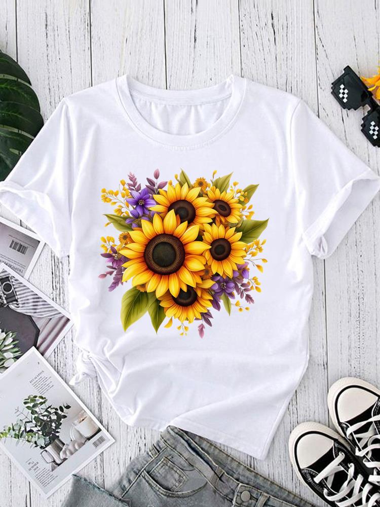 (Asian Size) Trend Love Heart Short Sleeve T-shirts Print O-neck Fashion Female Casual Women's Top T Clothing Graphic Tee