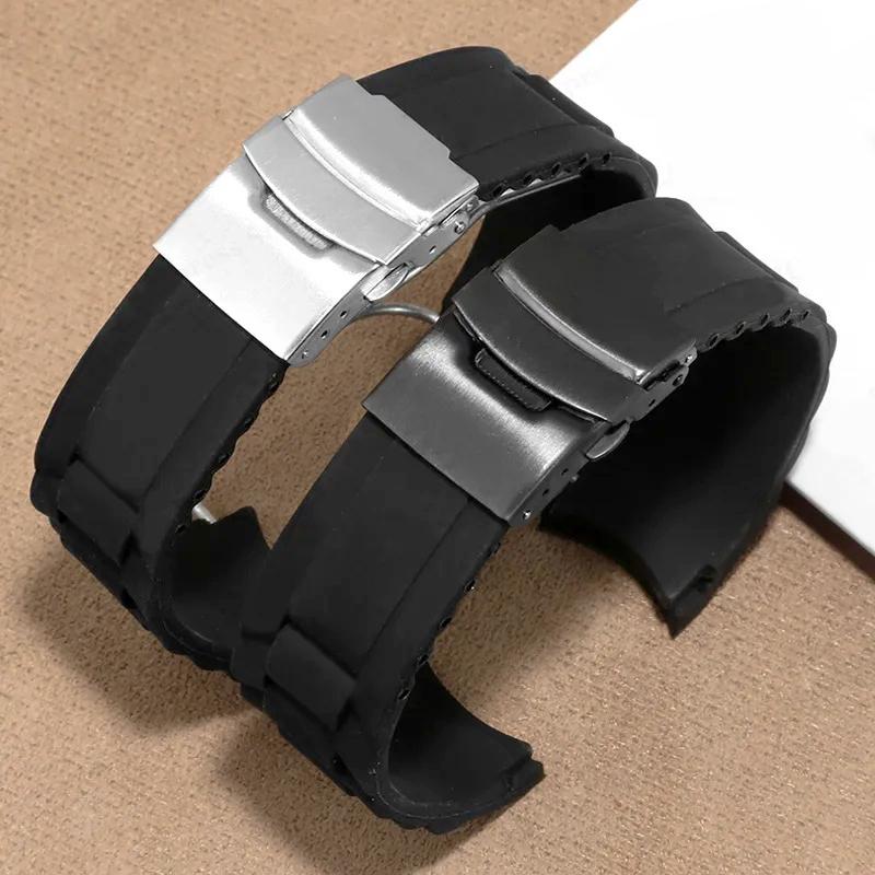 Gebogenes Uhrenarmband für Seiko Wasserdichtes Silikon-Armband für Rolex Gummiarmband Universelle Ersatzarmbänder Zubehör