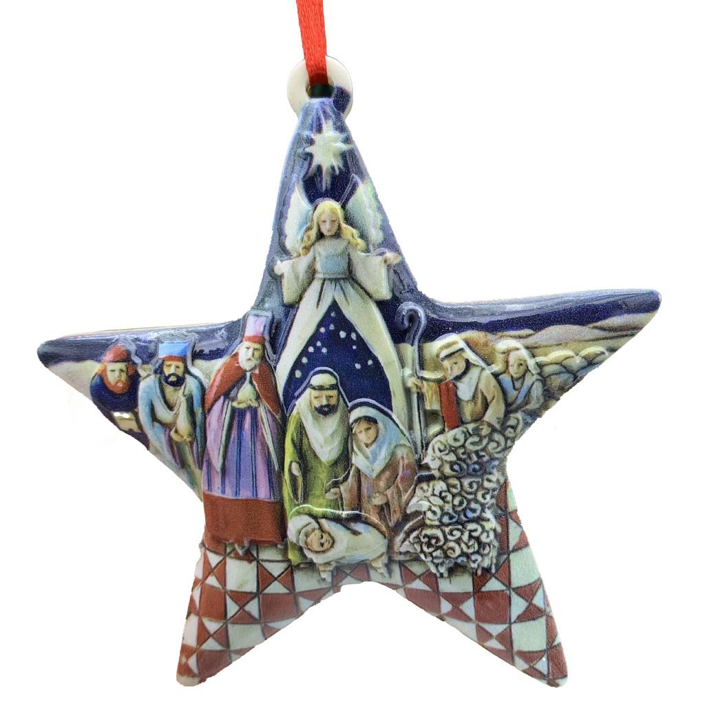 

Красиво изготовленное пятиконечное рождественское подвесное украшение из смолы с изображением Иисуса для декора
