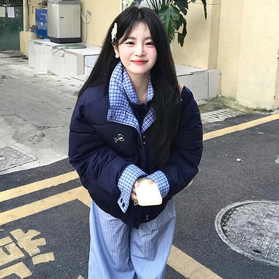 Winter Double-layer Collar Fake Two-piece Cotton Jacket, Women's Versatile Patchwork, Student Loose Warm Jacket