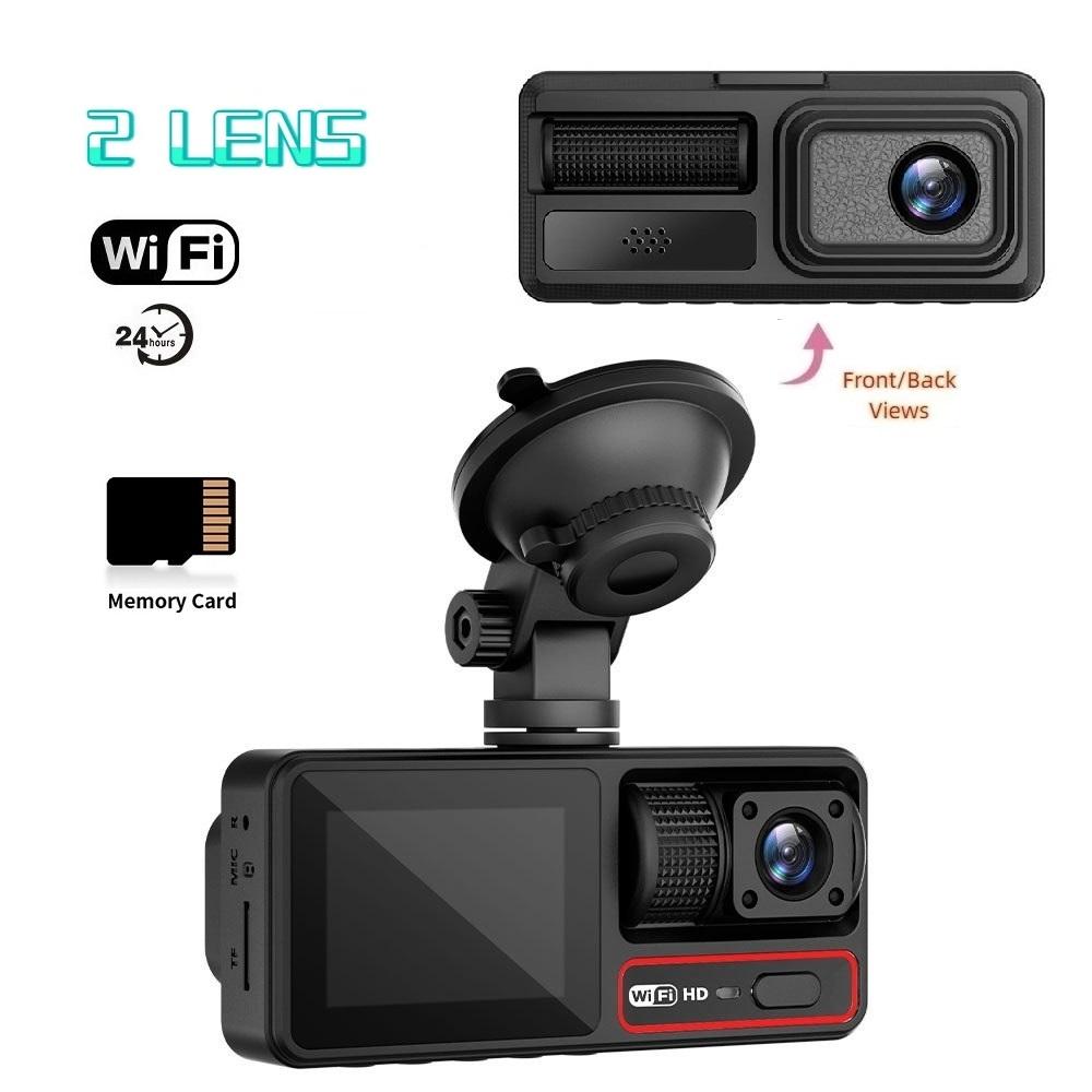 3-Lens Dash Cam, 3-Channel Recording, WiFi, HD, Phone Sync