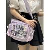 Original Daily Versatile Transparent Shoulder Canvas Campus Women's Pain Bag Food Amount Crossbody Pain Bag ()