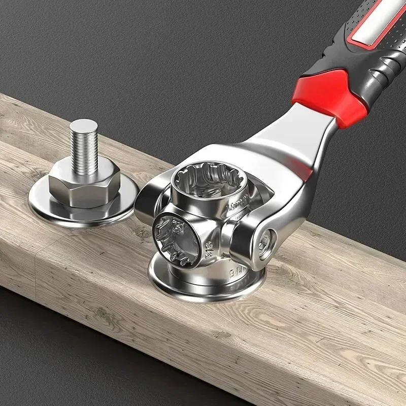 52 In 1 Tools Socket Works Universal Ratchet Spline Bolts Sleeve Rotation Hand Tools 360 Degree Multipurpose Tiger Wrench