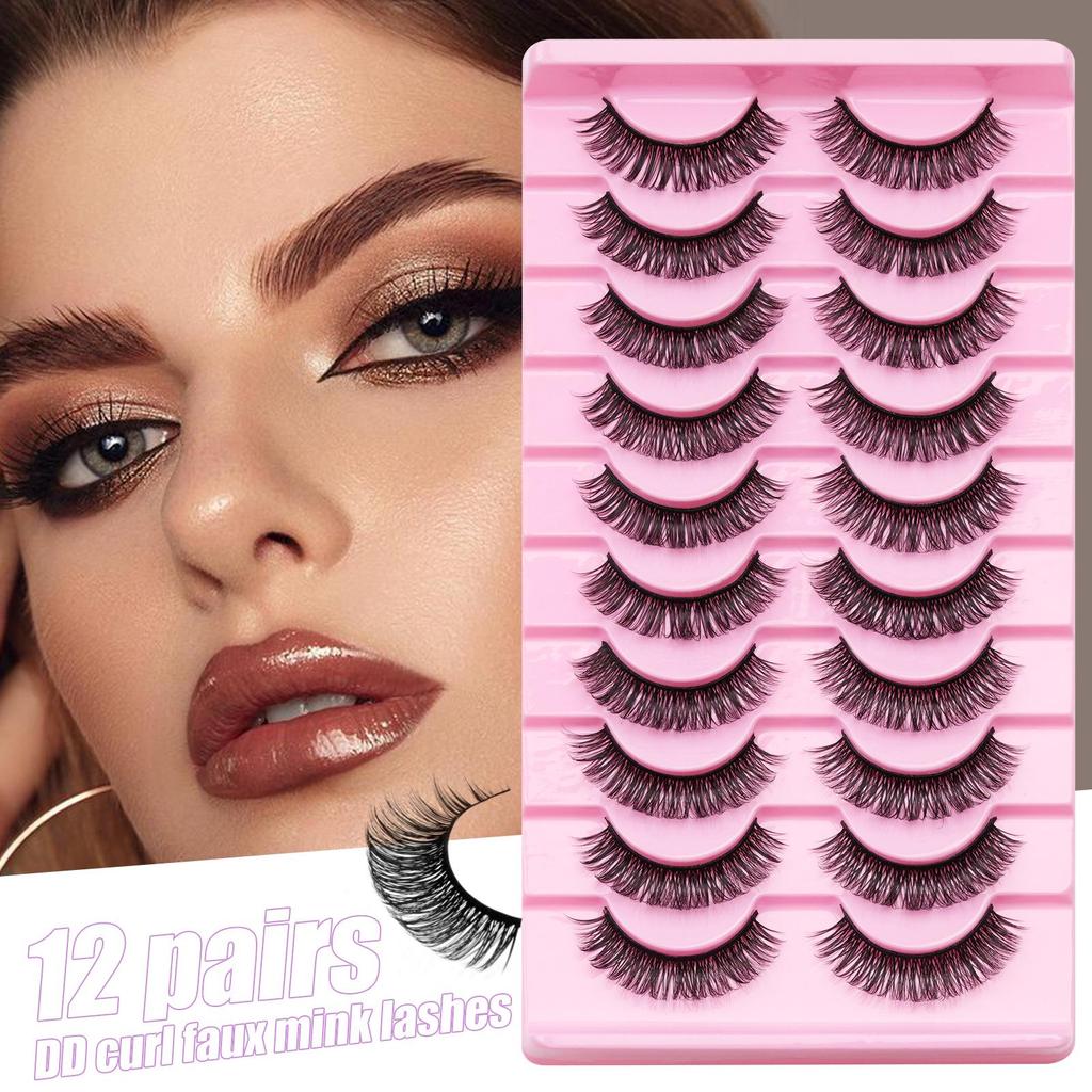 Five-Pair Set of Thick, Curly, 3D Fox-Eye Cat-Eye False Eyelashes