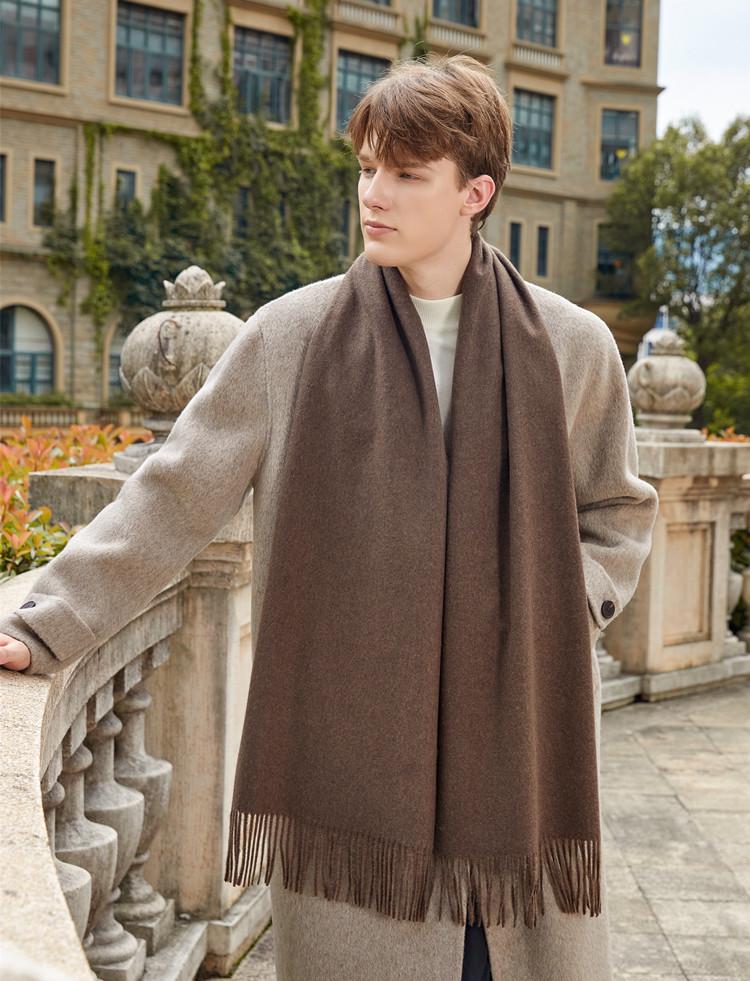 Premium Wool Cashmere Scarf: Women's Thick, Versatile Shawl for Autumn/Winter, Solid Colors, Unisex Style.