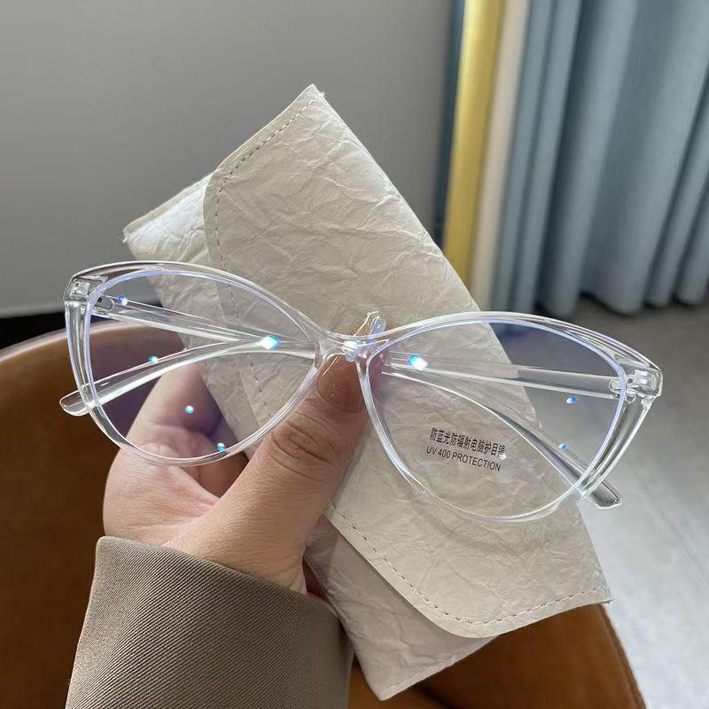 Women's Retro Large Cat Eye Blue Light Blocking Glasses - Versatile Korean Style