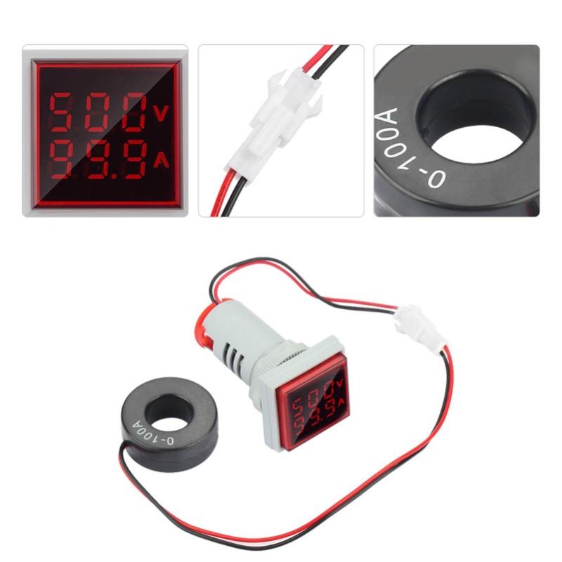 LED Digital Display AC Voltage Current Meter Indicator 22mm 0-100A Meter Indicator (White)