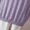 Women Plus Size Round Neck Short Sleeve Knit Sweater Rhinestone Diamond Jacquard Knit Top