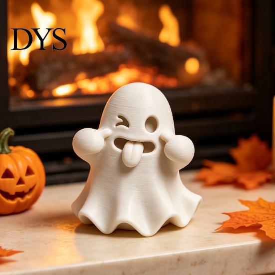 Halloween Party Supplies Ghost Figurine, 3D Printed Cute Face Statue, Spooky PLA Plastic Decor Tabletop Ornament for Shelf, Desk, Home Desktop