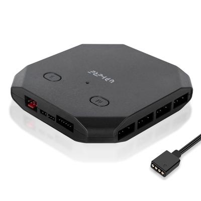 UpHere Lüfterübertragung Bis zu 14 12V auf 5V Lüfter 8 Anschlüsse für 5V 3PIN Adressierbare ARGB-Lüfter und 6 Anschlüsse für PWM 12V 4PIN Anschluss für Konvertiert 12V 4pin RGB