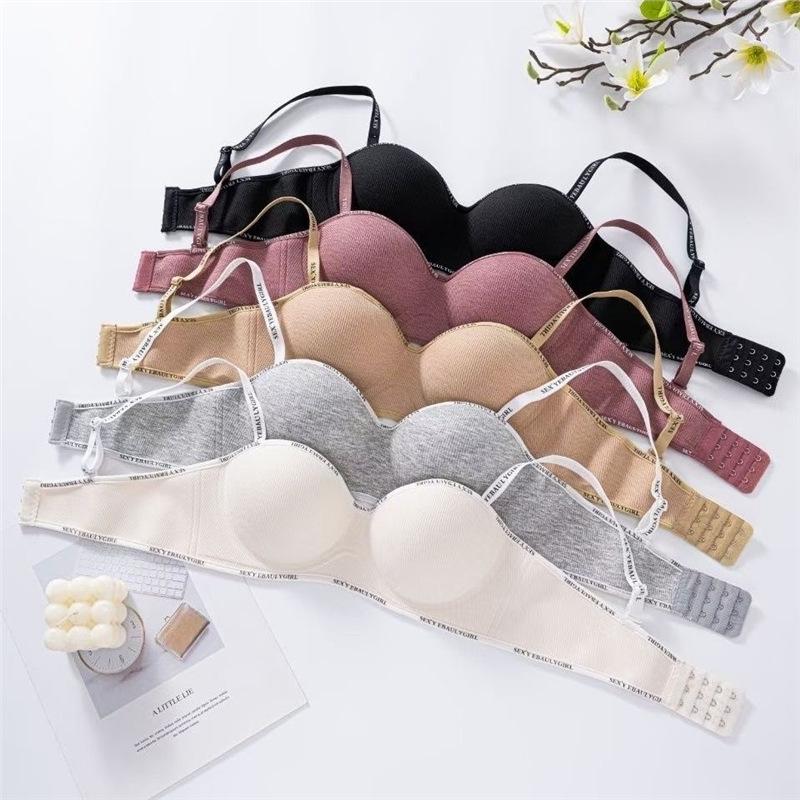 Seamless Wireless Bra for Women with Small Chest and Letter Strap Design