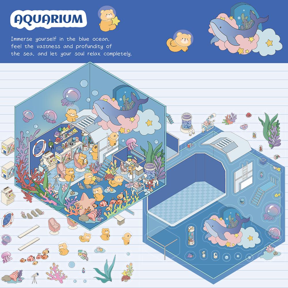 

Cartoon Miniature Scene 3D Landscaping Sticker Graffiti Friend Cute Art DIY Gift Scrapbooking Living Room Phone Festival Sticker