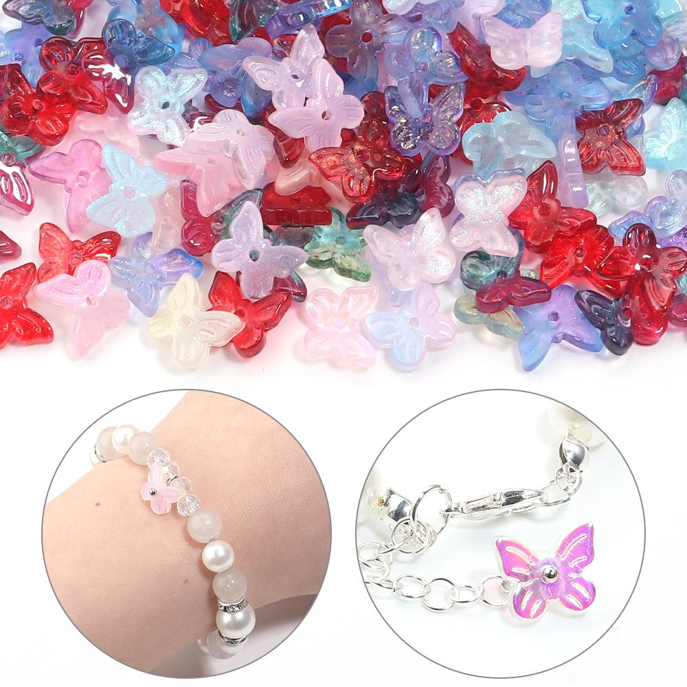 50pcs/lot Colorful Butterfly Czech Glass Beads Lampwork Spacer Beads For Jewelry Making DIY Bracelet Clothing Headwear Findings