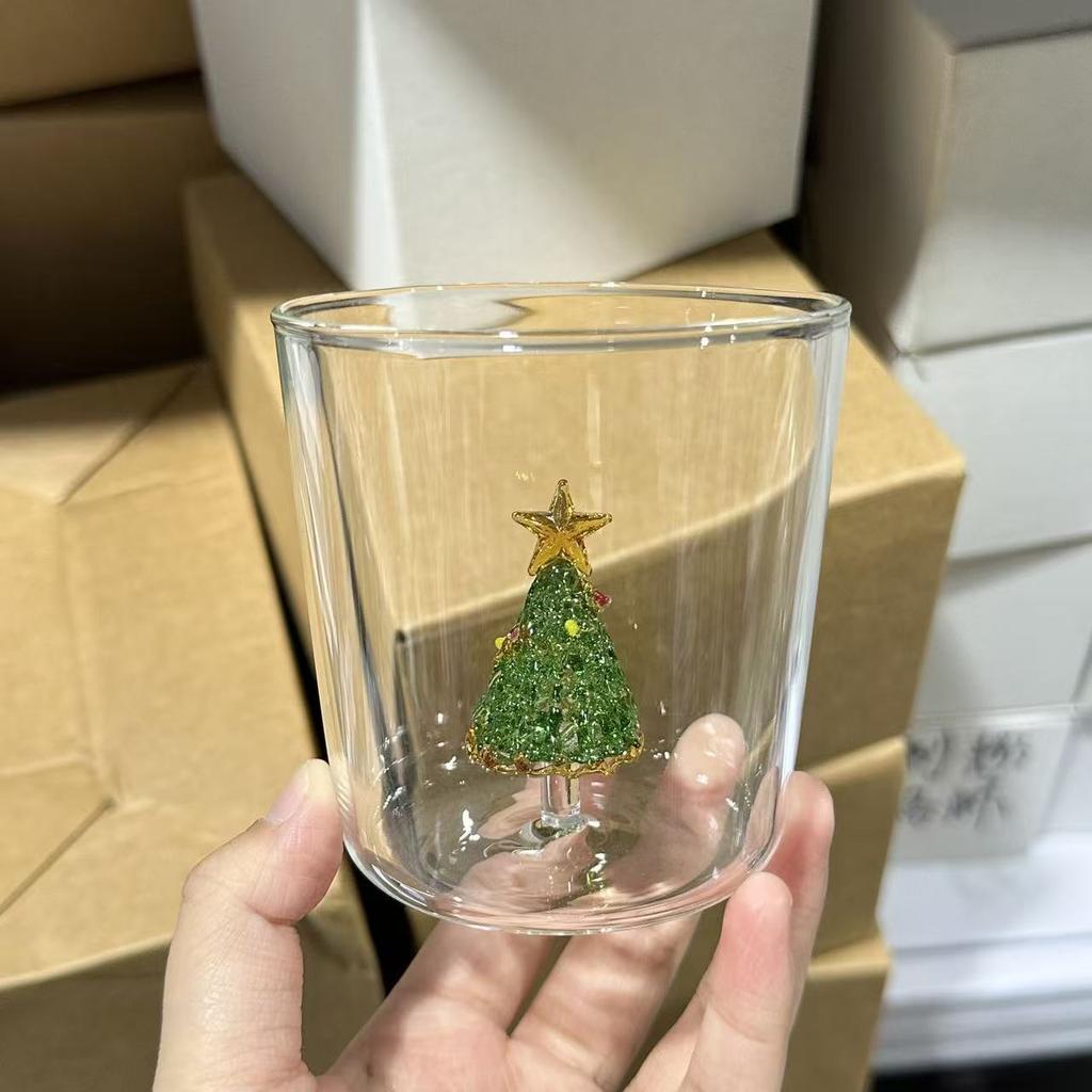 2026 New Christmas Three-dimensional Cup with High Appearance and High Value Gaopeng Silicon Heat-resistant Glass Cup