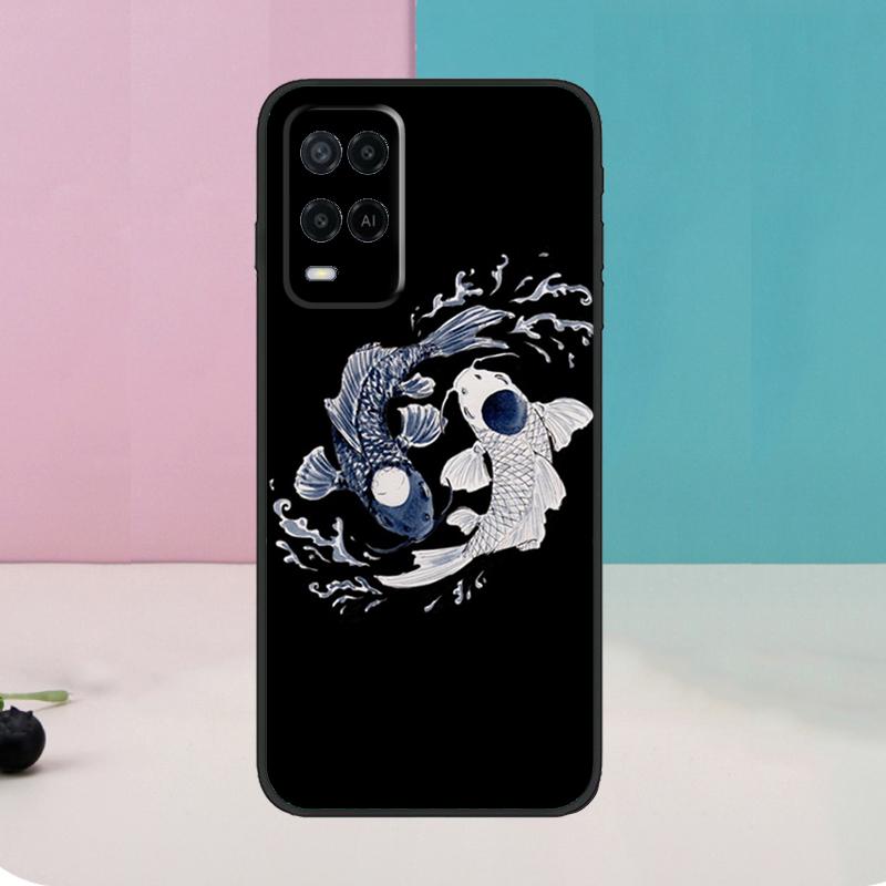 Koi Fish Yin Yang For OPPO A98 A78 A58 A5 A9 A15 A17 A57 A77 A96 A76 A16 A54 A74 A94 A52 A72 A57S A53S Case