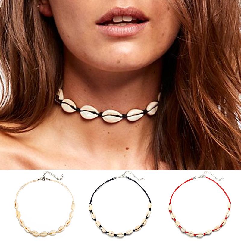 Collana Girocollo Bohémien Con Conchiglie – Fatte A Mano, Lunghezza 30 Cm