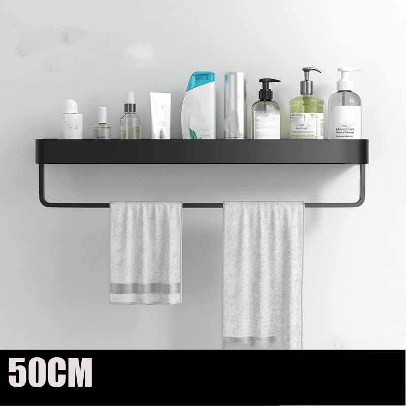 Bathroom Shelf No Drill Organizer Shower Storage Rack Black Corner Shelves Wall Mounted Aluminum Toilet Shampoo Holder