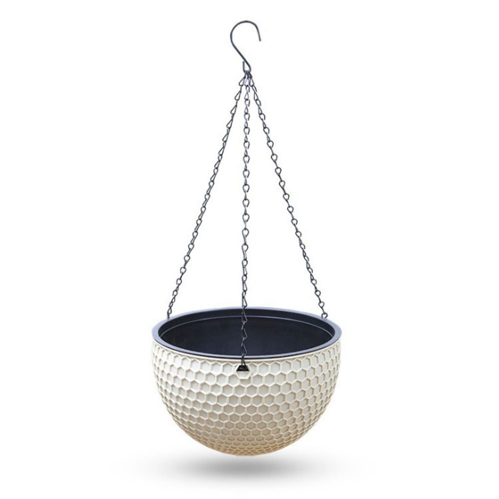 New Plastic Imitation Weaving Flower Pot Self Absorbent Outdoor Hydroponic Flowerpot Garden Decoration Hanging Flower Basket
