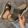 Foreign Trade Large Size Wedge Heel Women's Slippers Summer New European and American Wedge Heel One Word with Cool Slippers