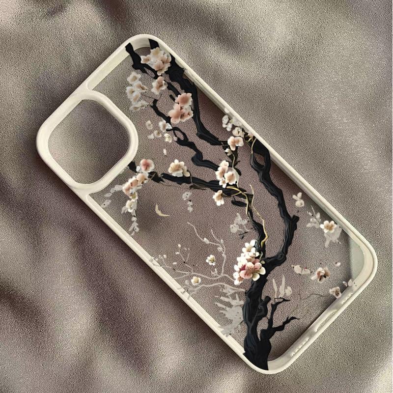 Plum Blossom Artistic Phone Case For IPhone 16 17 15 14 13 11 12 Pro Max 16E Air X XR XS 7 8 Plus TPU Shockproof Cover Funda