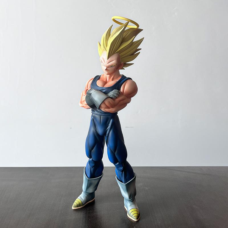 27cm/10.63inch Anime Dragon Ball Majin Vegeta Figure Replace Head Super Saiyan Action Figures Collection Model Toys Z Round Sensory Compression Bouncy