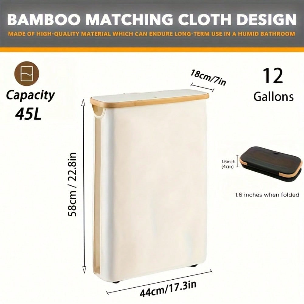 Bamboo Toilet Paper Holder , Multi-Functional Collapsible Bathroom, Bedroom, Dormitory Storage Basket, Laundry Basket