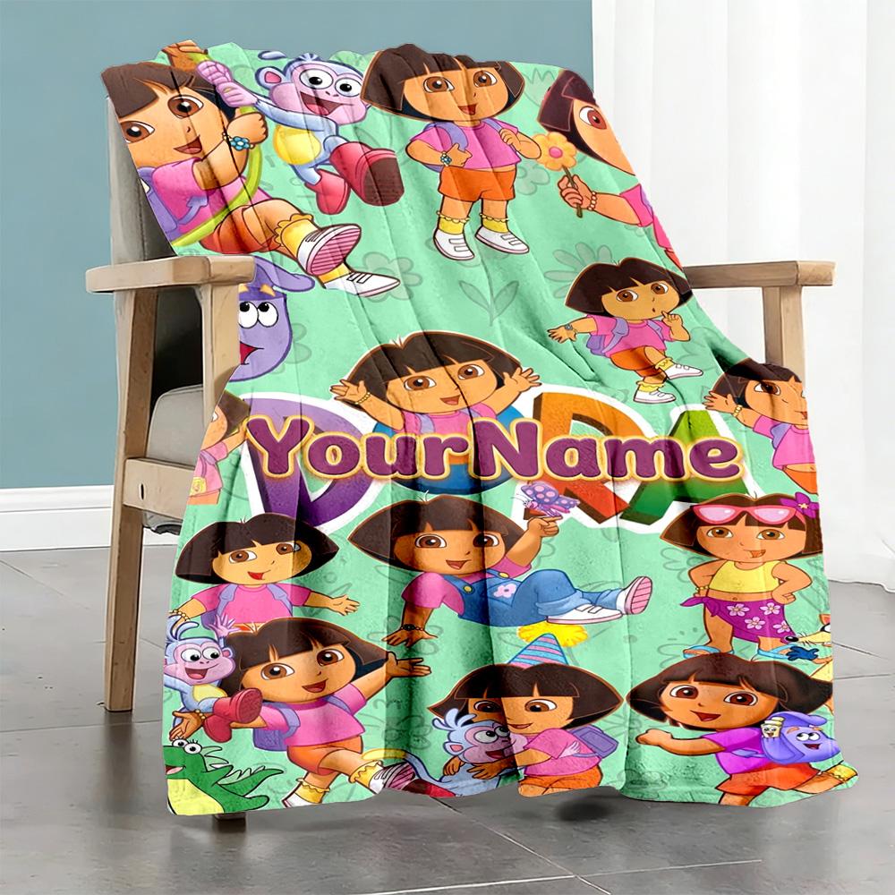 Dora Explorer Customize Text Blanket Gift Customizable Blanket Durable Comfort Versatile for Living Room Picnics Home Decor Bed for All Occasions