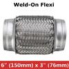 Weld-On 3" X 6" Stainless Exhaust Flex Tube Joint Flexi Repair Flexi Pipe 76mm X 150mm