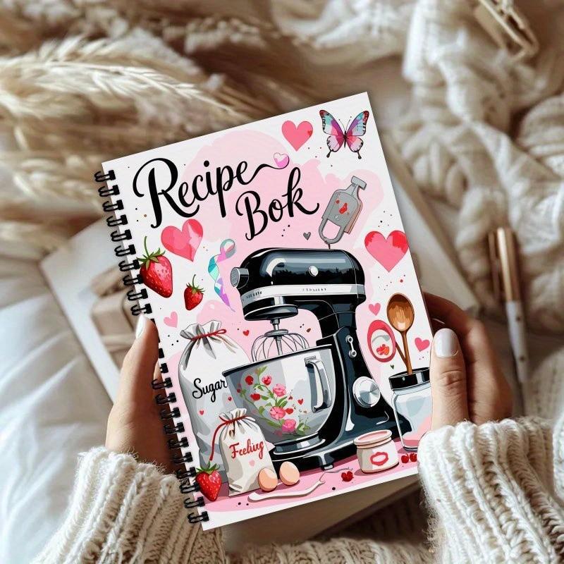 Girly Heart Recipe Book: Pink Spiral-Bound Notebook for Baking Recipes
