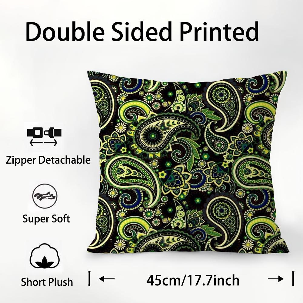 Painted Design P-PaisleyS Pillow Case Plush Fabric Soft Double Sided Print Sofa Cushion Cover Throw Pillow Covers