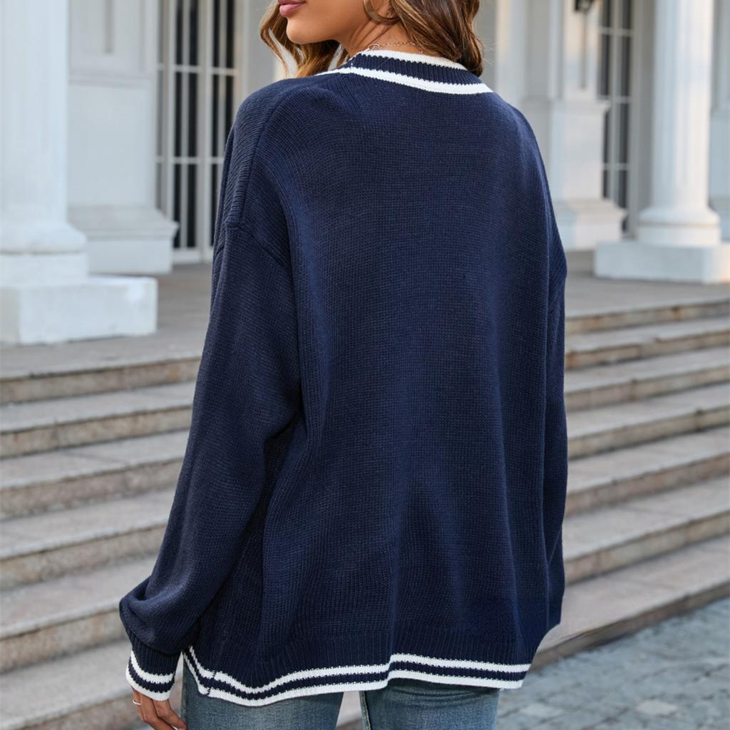 2023 Autumn/winter Women's Casual Button-knit Cardigan Coat V-neck Sweater