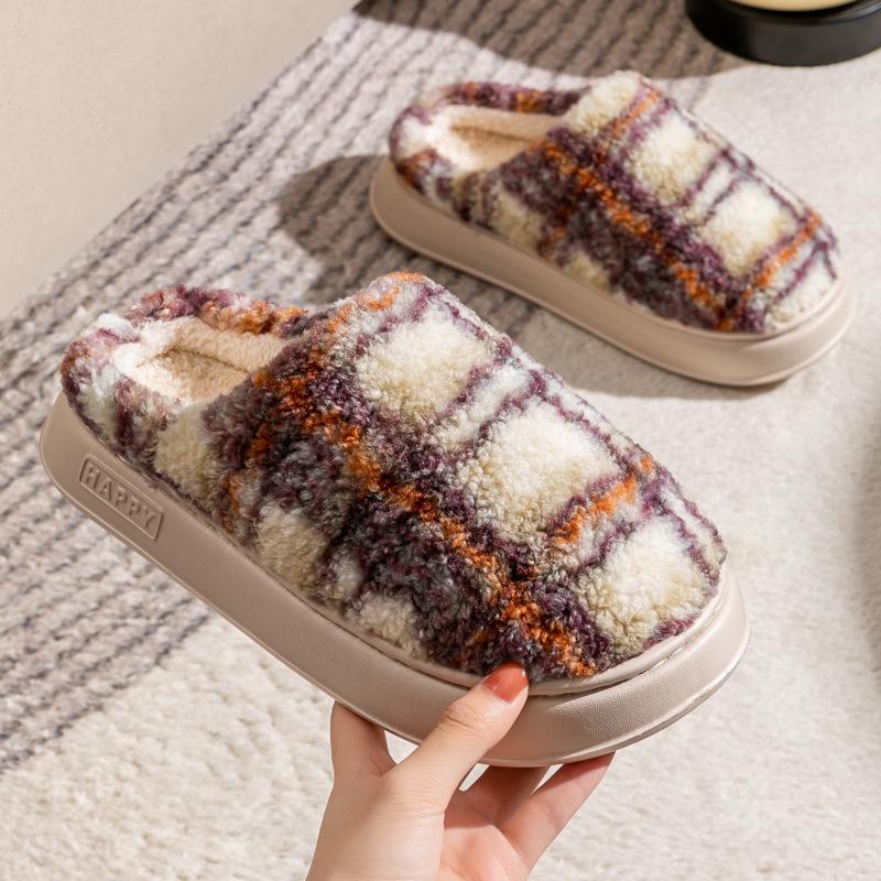 

Женские зимние тапочки 2024 года из хлопка, толстая подошва, теплый бархат, нескользящие, для использования в помещении и на улице. 36-37