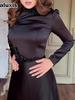 Summer New Arrivals Solid Long Sleeve Slim Fit Lace Trim Vintage Elegant Dress Formal Gown
