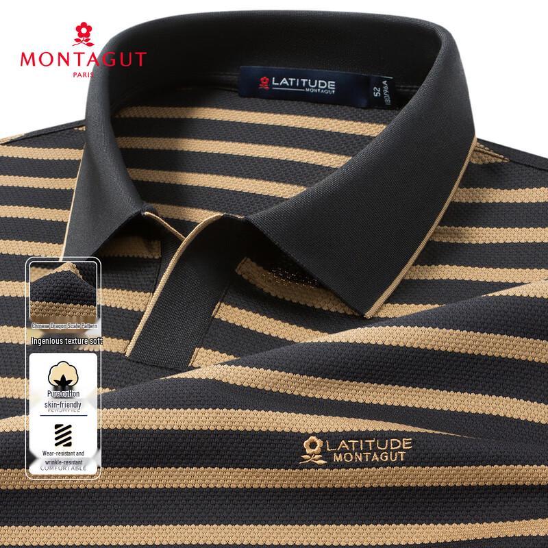 MONTAGUT Men s Striped Long-Sleeve Casual Polo Shirt 54