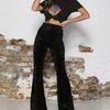 2026 Spring/Autumn Women's High-waisted Micro-flare Velvet Trousers - European & American Fashion