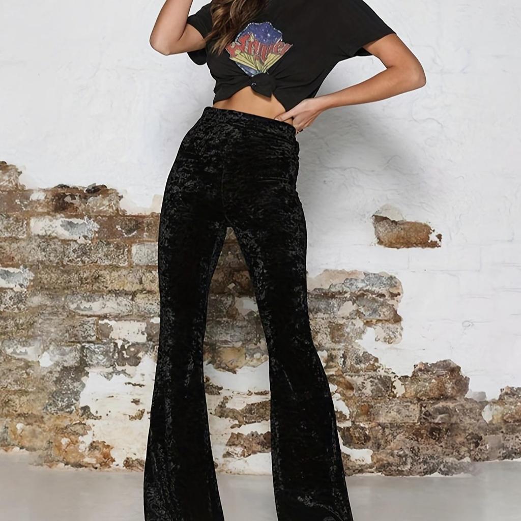 2026 Spring/Autumn Women's High-waisted Micro-flare Velvet Trousers - European & American Fashion