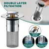 Stainless Steel Telescopic Sink Drain Plug Bathroom Hair Filter Net Easy to Install And Clean Double-Layer Anti-Clogging Filter
