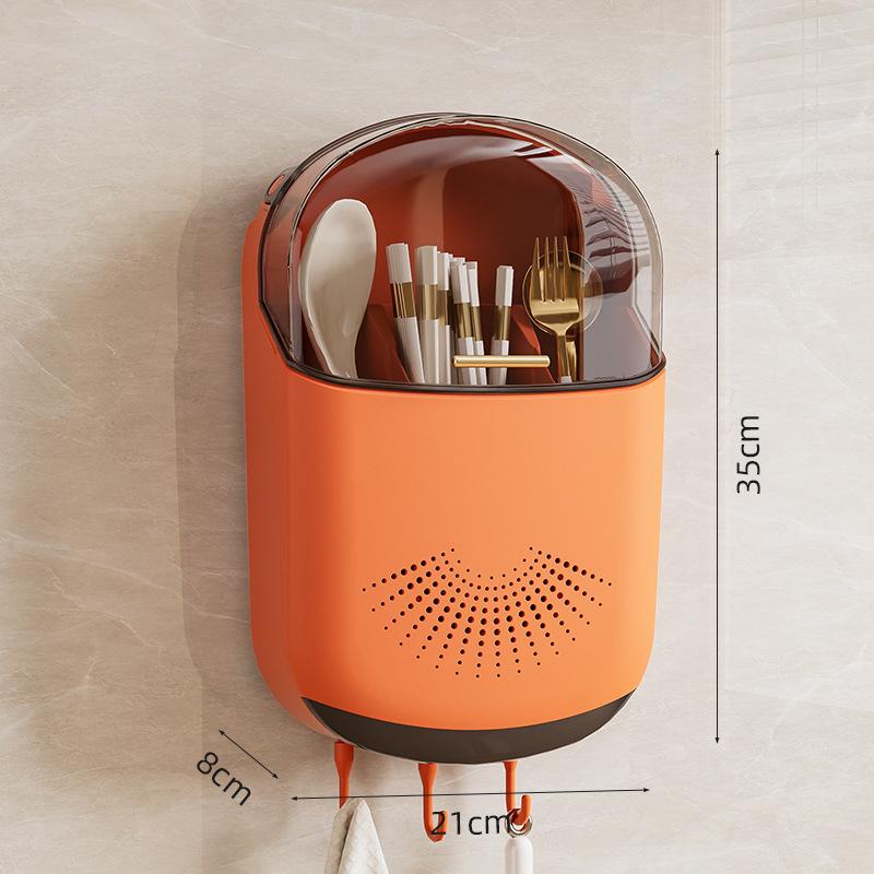 Chopstick HolderKitchen Shelf Without Perforation Spoon Storage Bucket Plastic Wall-mounted Draining