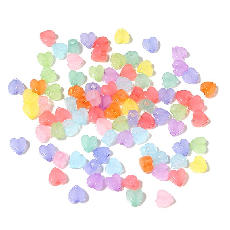100/200pcs Candy Color Heart Acrylic Beads Star Shape Big Hole Loose Beads For Jewelry Making DIY Bracelets Necklace Accessories