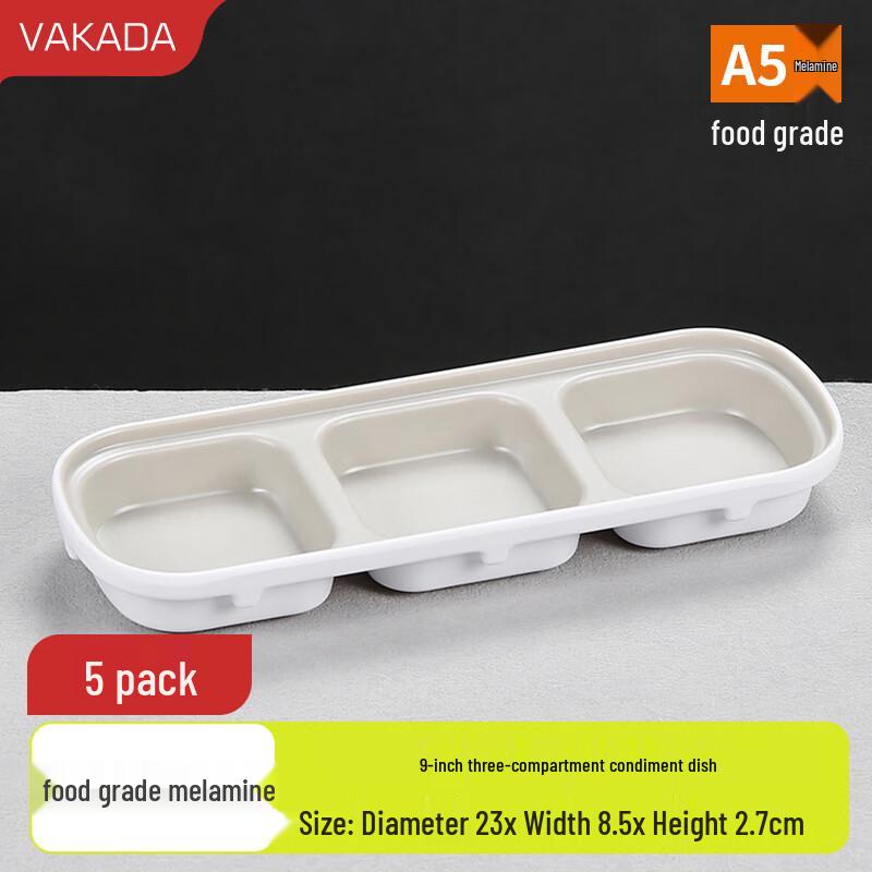 VAKADA Melamine Round Shallow Dishes (5-Pack)