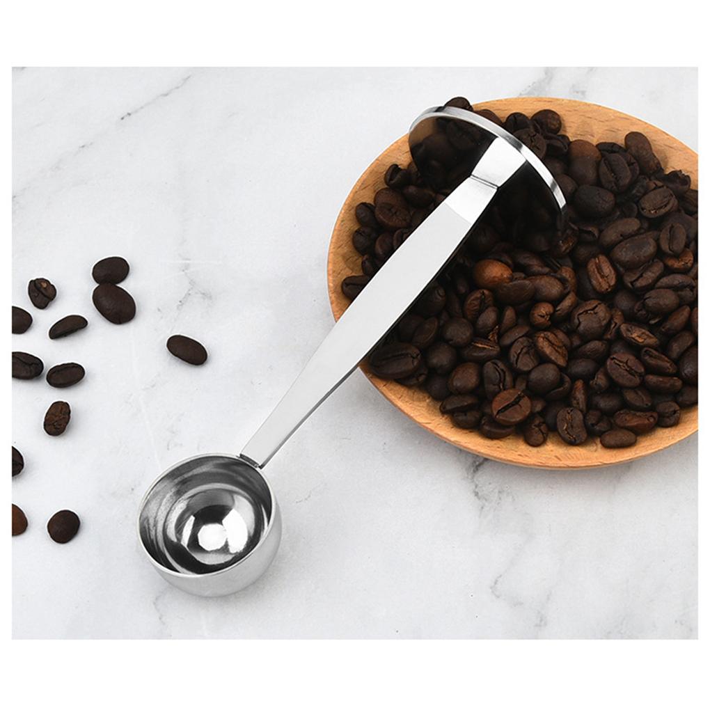 2 in 1 Coffee Spoon Stainless Steel Powder Press 10g Standard Spoon Dual-purpose Coffee Bean Spoon Coffee Maker Accessories