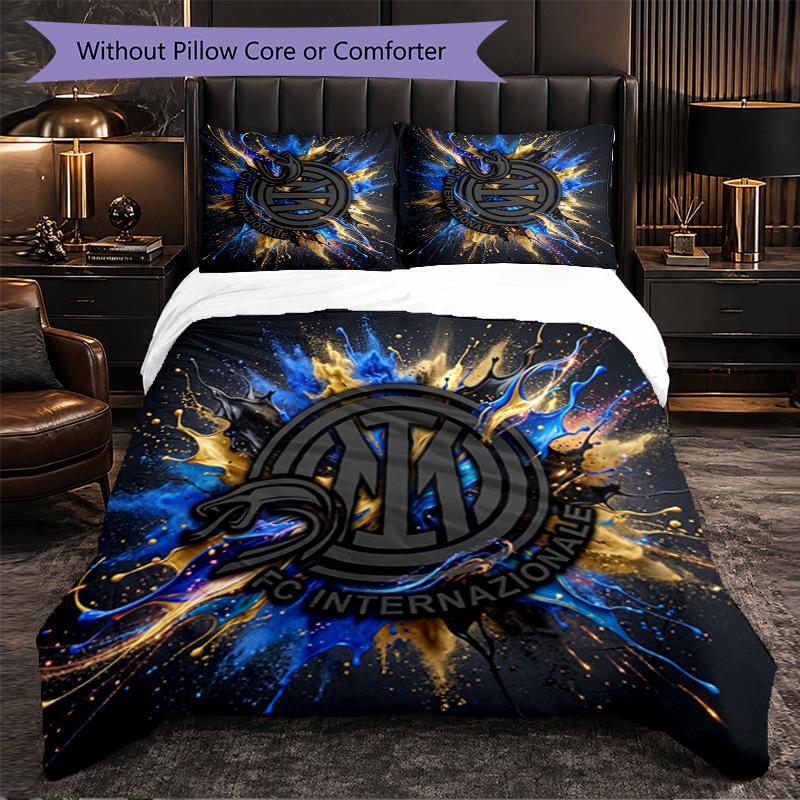 Borussia Dortmund Pattern 3 Pieces Bedding Set Soft Microfiber Duvet Cover with Pillow Cases for Bedroom