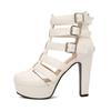 Fashion Summer Sexy Gladiator Women Ankle Boots Sandals Round Toe Hollow Out High Heels Platform Party Ladies Shoes Zipper Sandales Femm
