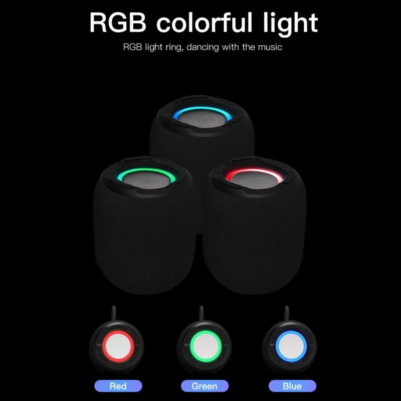 Outdoor Portable Bluetooth-compatible Speaker Waterproof Wireless Speaker with Powerful Bass Lights for Camping Travel Hiking