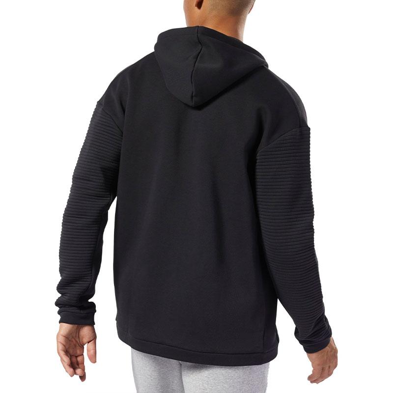Reebok Jednobarevná fleecová mikina s kapucí na zip pro muže černá EC0900