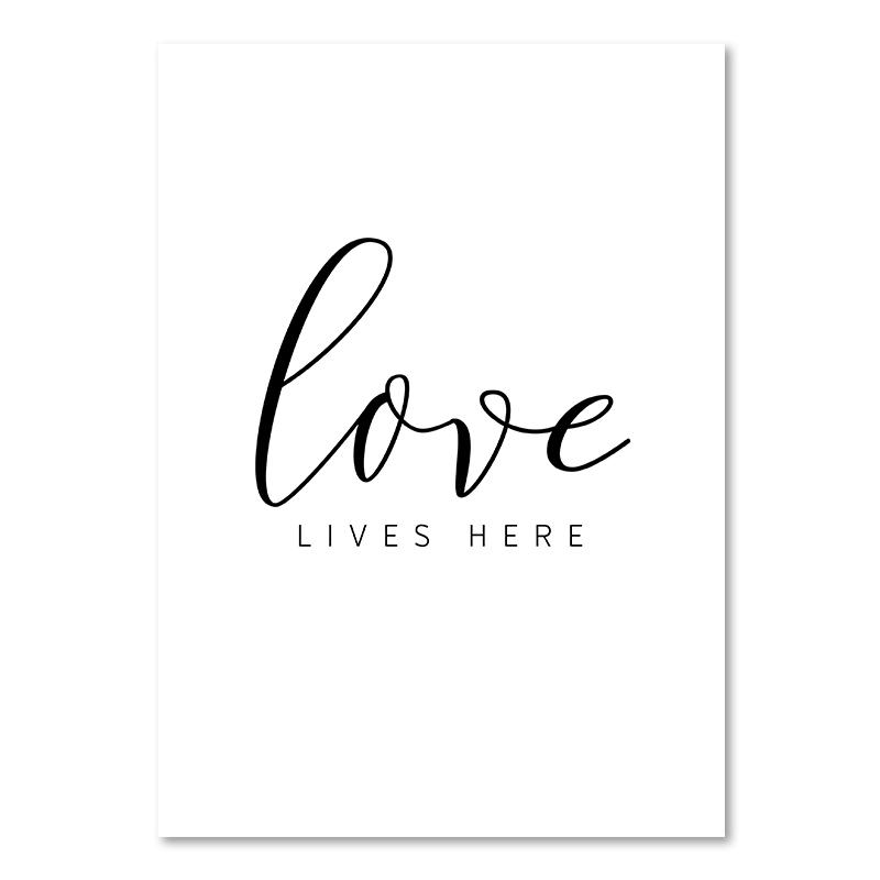 Schwarz-weißes Lebenszitat auf Leinwand, Gemälde im skandinavischen Stil, Liebesposter und Druck, nordische Wandbilder für Wohnzimmer, Heimdekoration